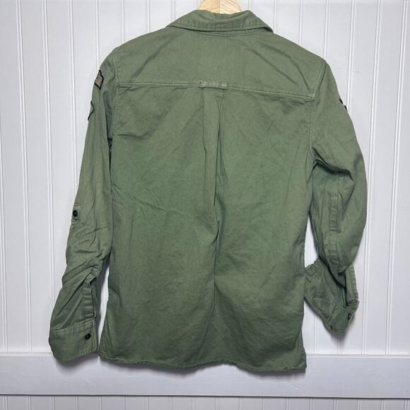 Young & Reckless Women's Reckless Camo Army Green Long Sleeve Button Up Shirt - Picture 3 of 12